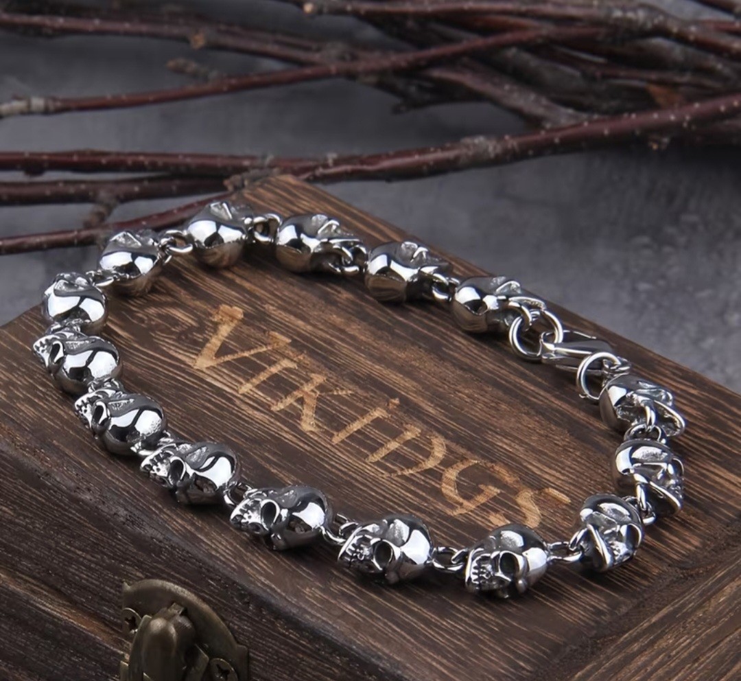 Men’s Stainless Steel Skull Bracelet Gift Unisex Free Shipping US Seller