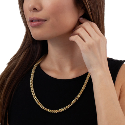 14K Gold Plated Franco Link Chain Solid Square Box Stainless Steel for Men&Women