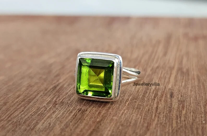 Peridot Ring 925 Sterling Silver Band& Statement Ring Handmade Ring All Size