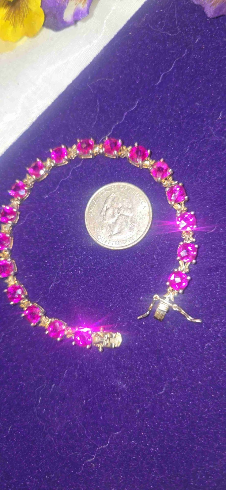 Breathtaking Ruby Jemstones Set In Sterling Tennis Bracelet