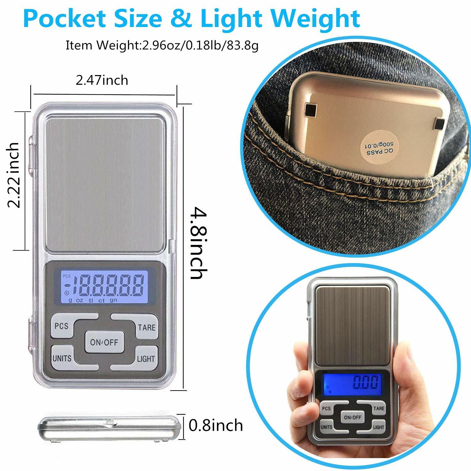 Portable 500g x 0.01g Mini Digital Scale Jewelry Pocket Balance Weight Gram LCD