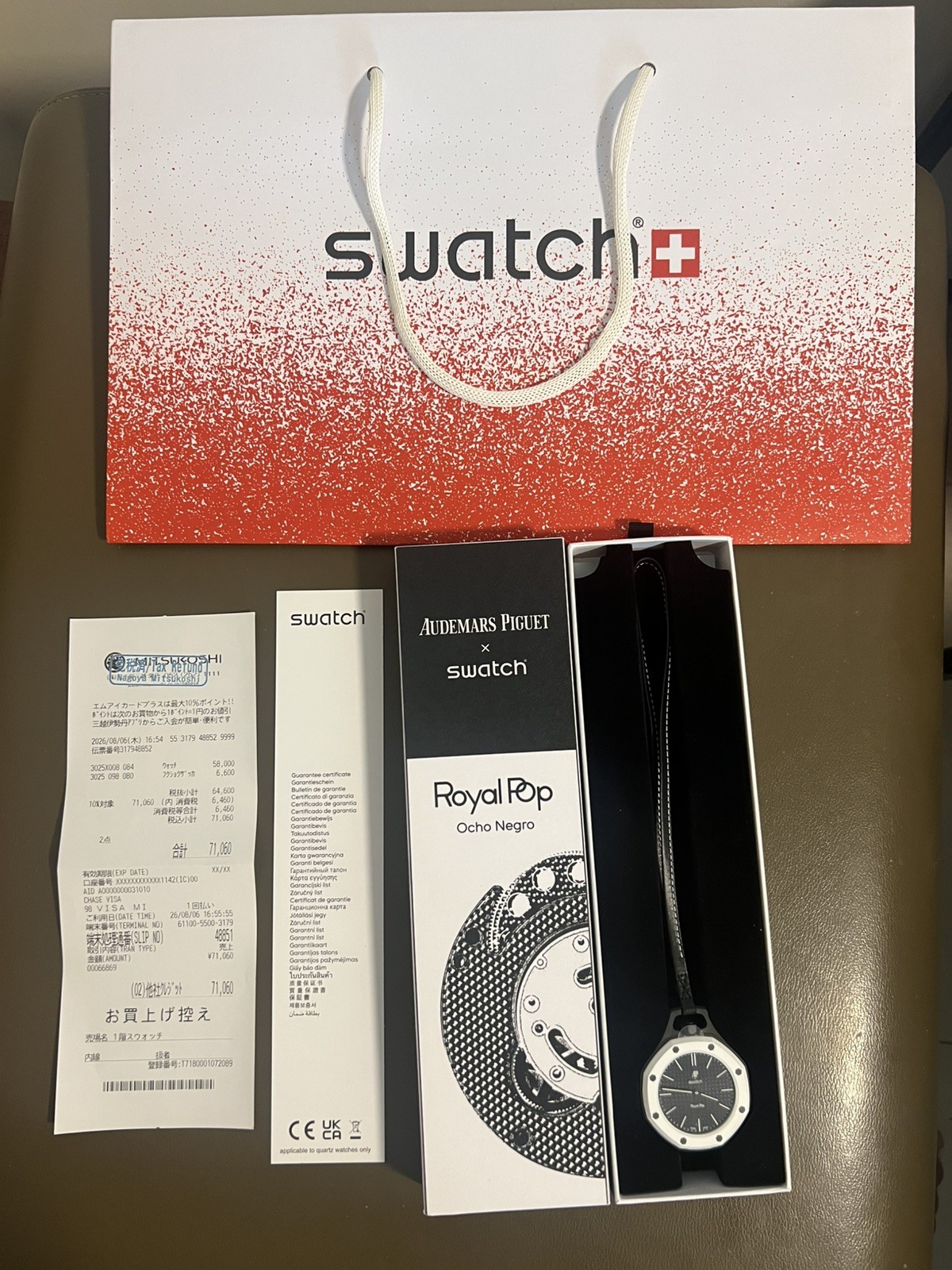 AP x Swatch Royal Pop OCHO NEGRO SSX03W101N – New Authentic w/ Receipt & Box