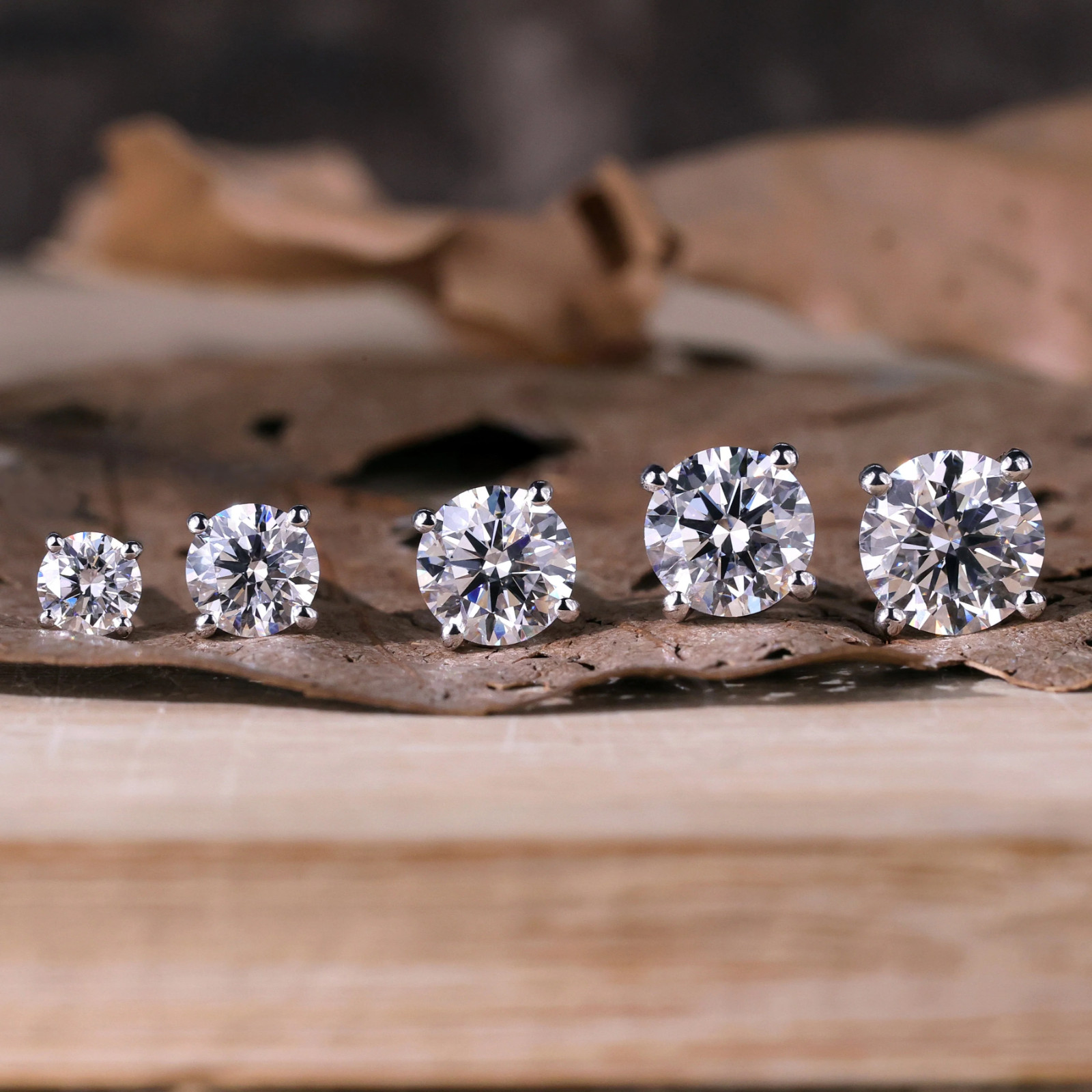 Lab Grown Diamond Stud Earrings 0.50-4CT VS E/F Color 14K Solid Gold for Gift