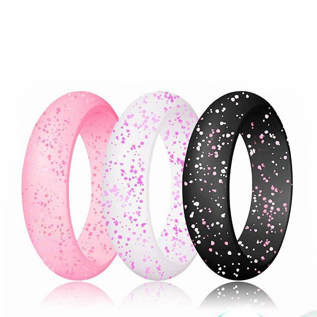 10X Women’s Silicone Wedding Ring Thin Durable Stackable Comfortable Rubber Band