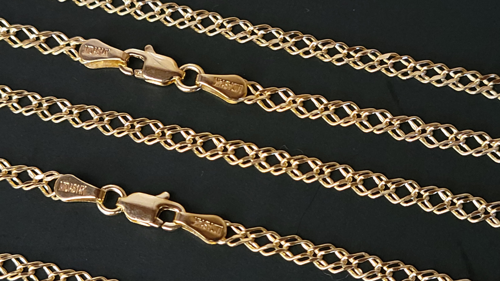 14 k Solid Yellow Gold 2.7 mm Rombo Chain Necklace 16″,18″,20″,22″,24″.
