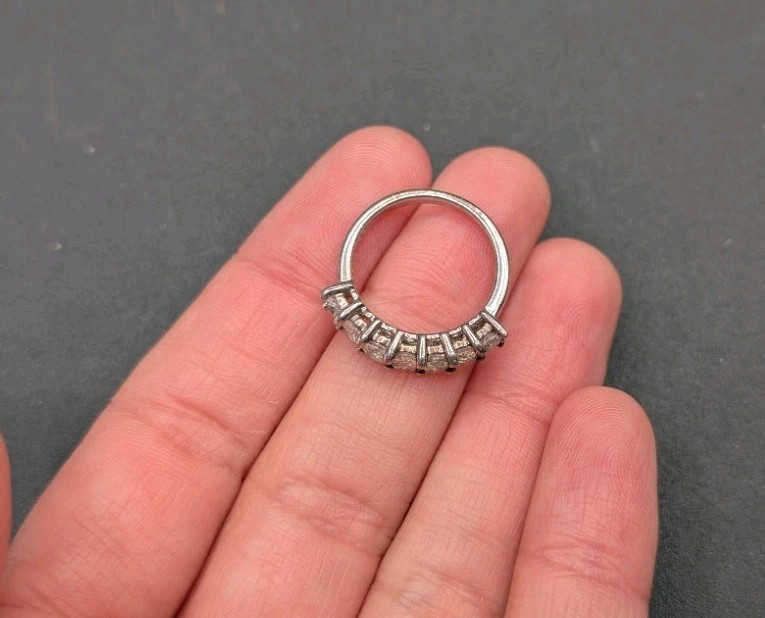 BBJ Sterling Silver Very Light Blue Aquamarine Oval Gemstone Band Ring Size 5