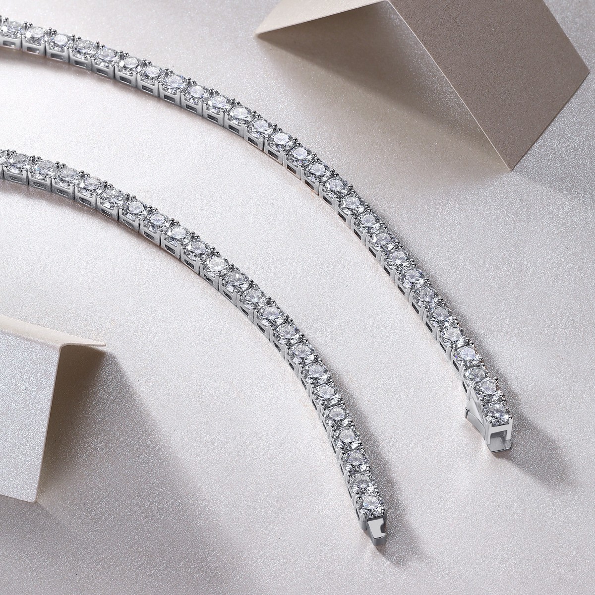 3MM MOISSANITE 925 Silver Tennis Chain Necklace – VVS D Color – Passes Tester
