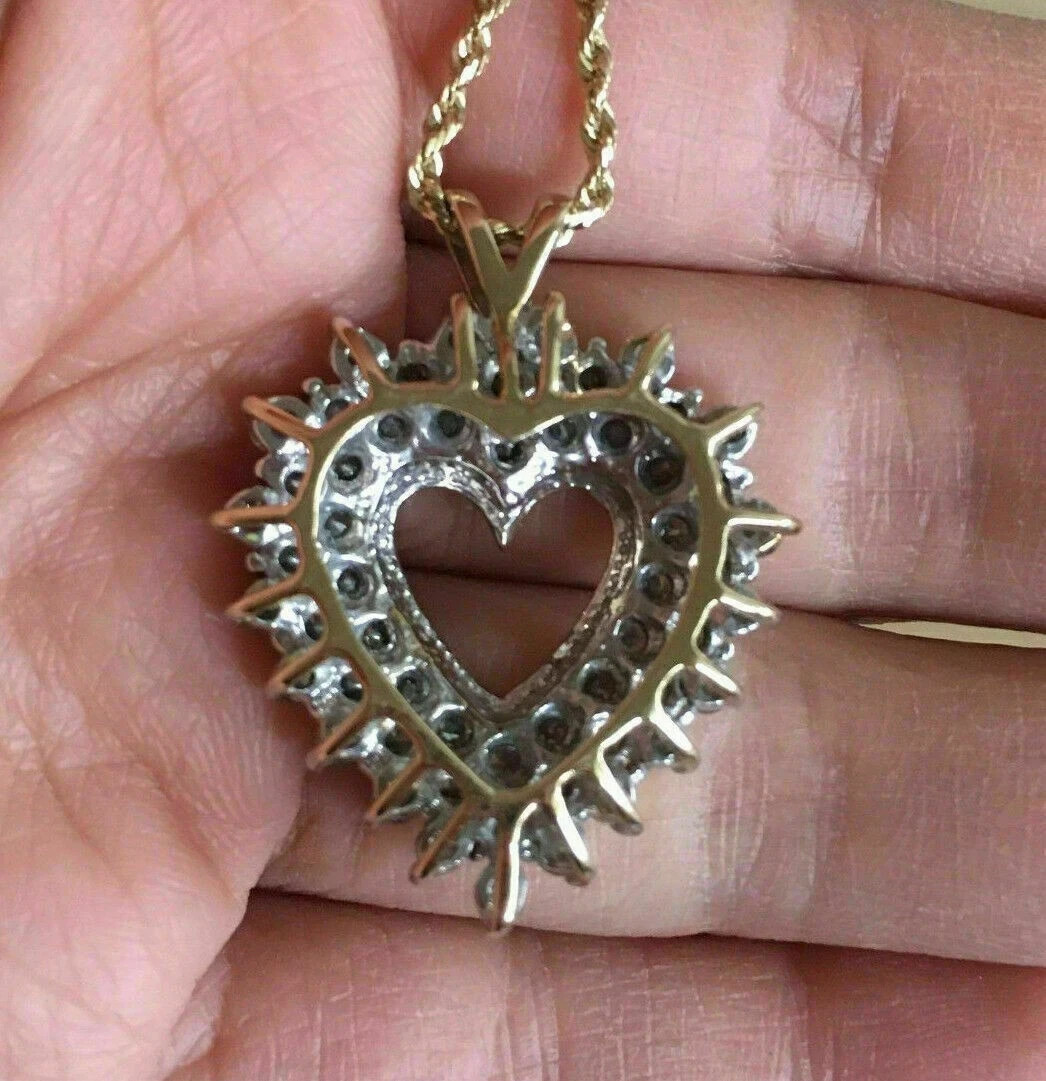 2Ct Round Cut Lab Created Diamond Heart Wedding Pendant 14K Yellow Gold Plated