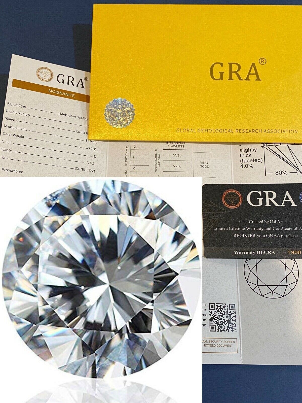 Loose Moissanite Real Gem Stone W. GRA Certificate 3-11mm 0.1-5ct BEST QUALITY