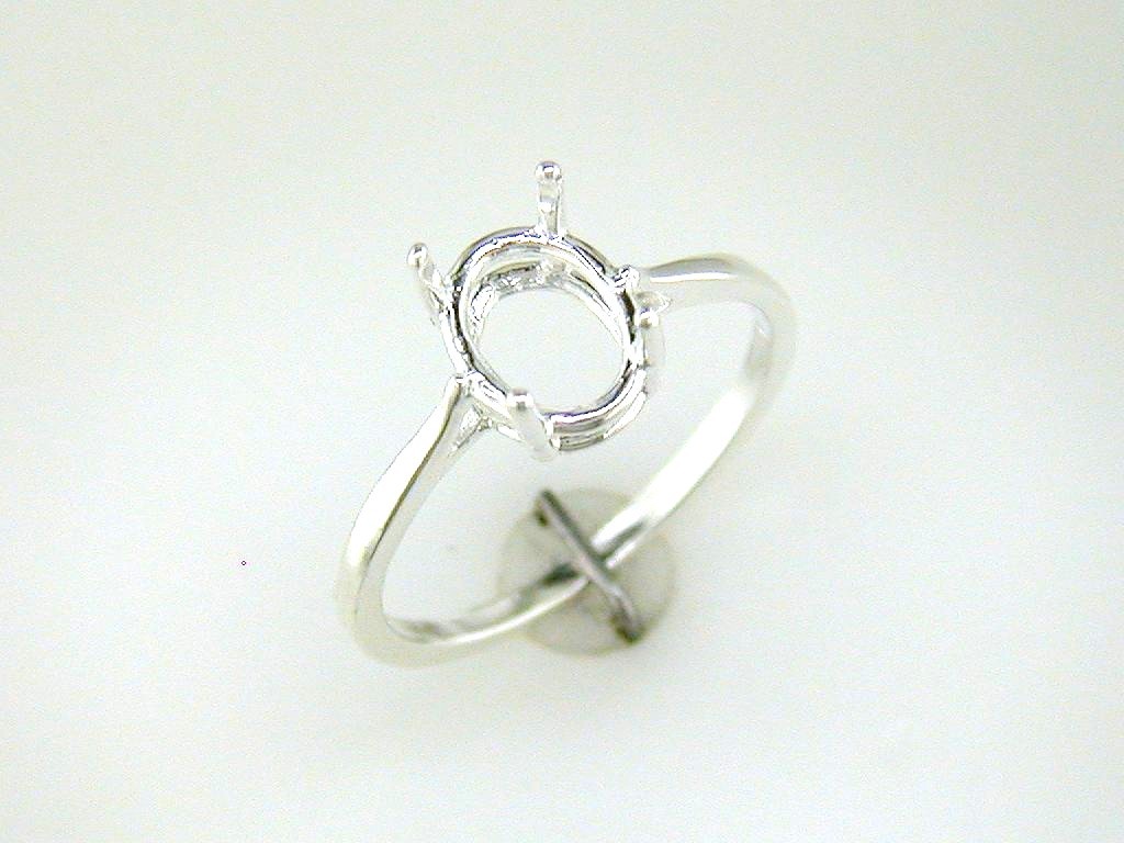 (7 x 5 mm – 10 x 8 mm) Oval 4 Prong Simple Ring Setting Sterling Silver