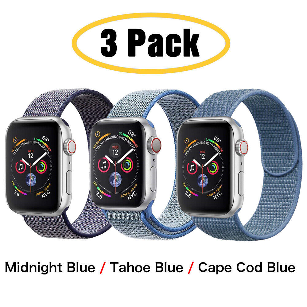 3 PACK Nylon Sport Band Strap For Apple Watch Series 10 9 8 7 6 5 4 SE 38/49mm