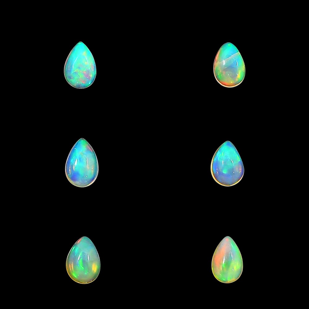 Natural Ethiopian Opal 6 Pc 4x6x2.7 mm Pear Shape Polished Gemstone LS129-06644