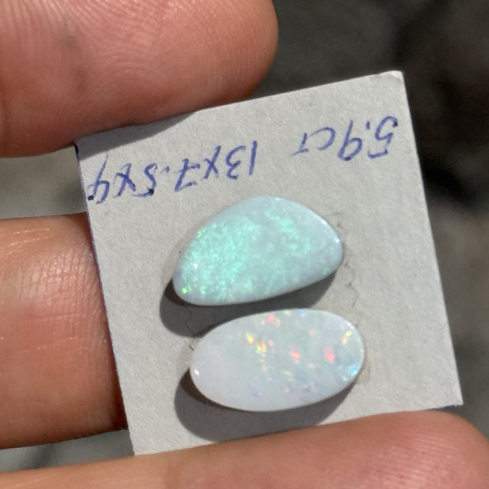 5.9ct 13×7.5x4mm Pair Very Light Blue Australian Doublet Opal Cabochon Gems