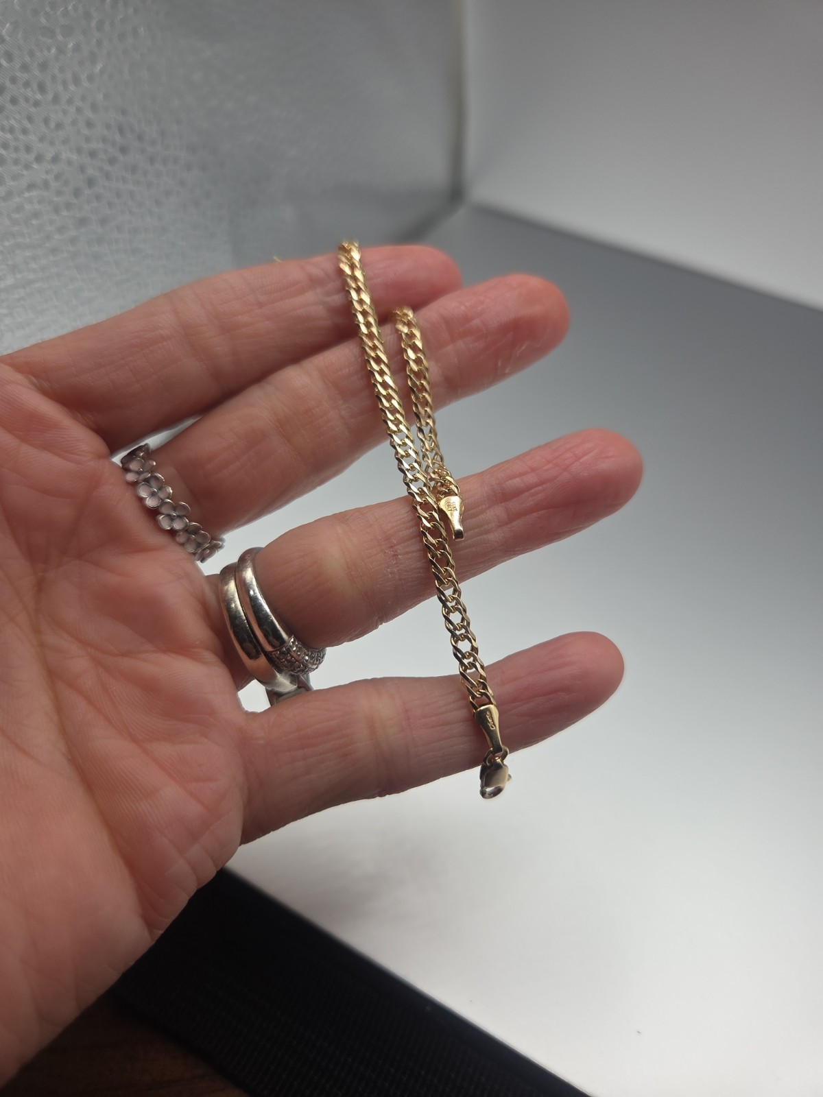 14k Yellow Gold Double Curb Link Bracelet 7″/3.7mm/4gr