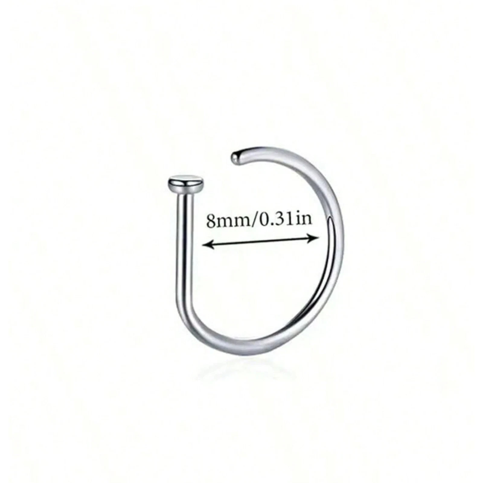 5Pcs Stainless Steel Fake Piercing Nose Ring D-Shape Punk Non Piercing Nose Clip