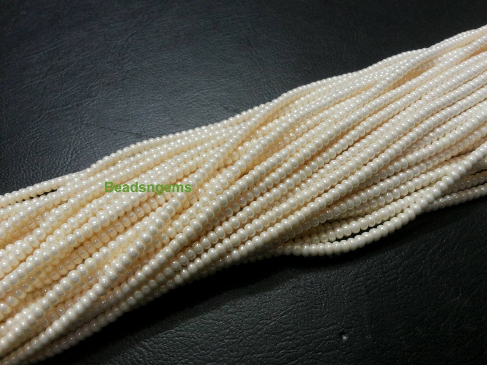 10 Strand White Pearl Rondelle Smooth 4mm White Pearl Chid Beads 12″inch