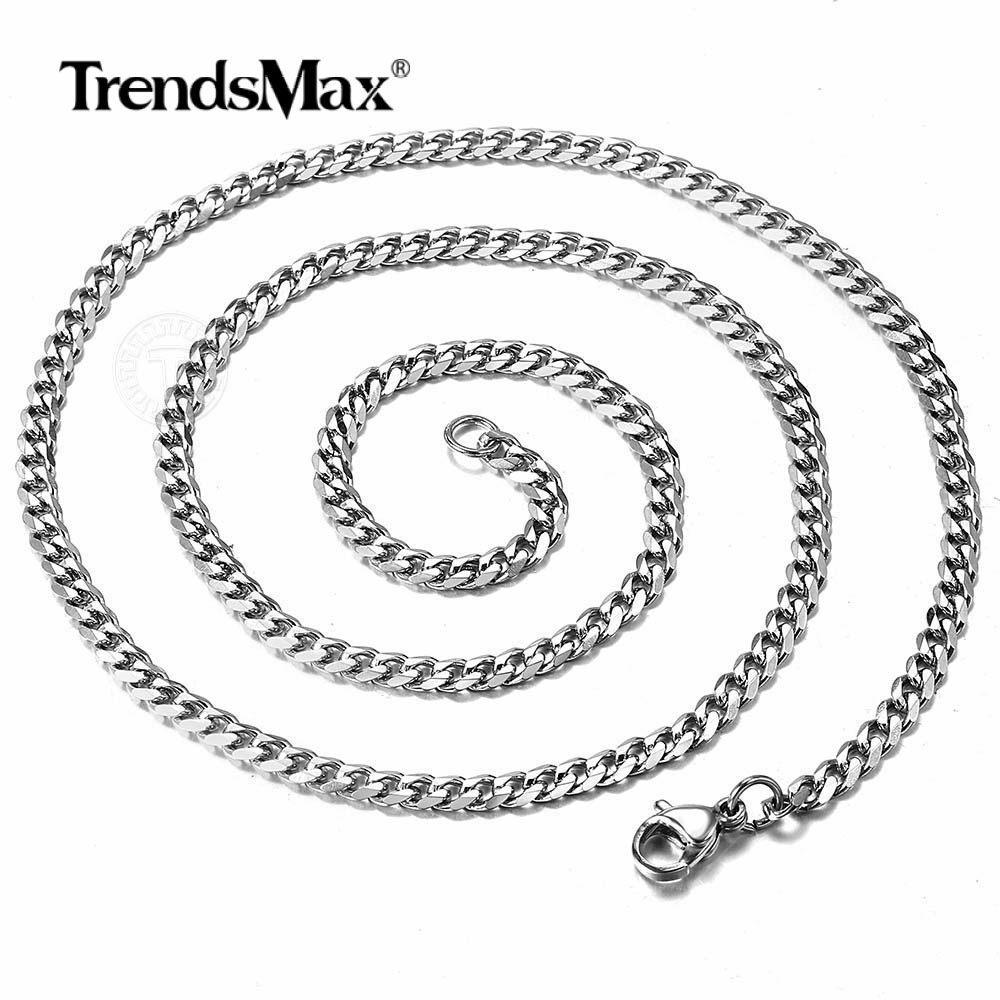 Mens Silver 316L Stainless Steel Cuban Curb Chain Necklace Choker 3/5/7/9/11mm