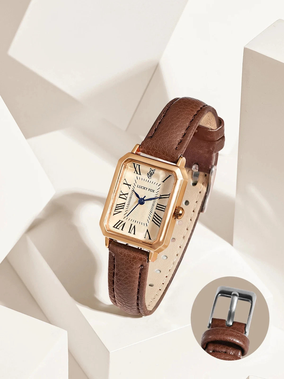 Fashion Retro Digital Dial Casual Watches Square Leather Strap Fashionable