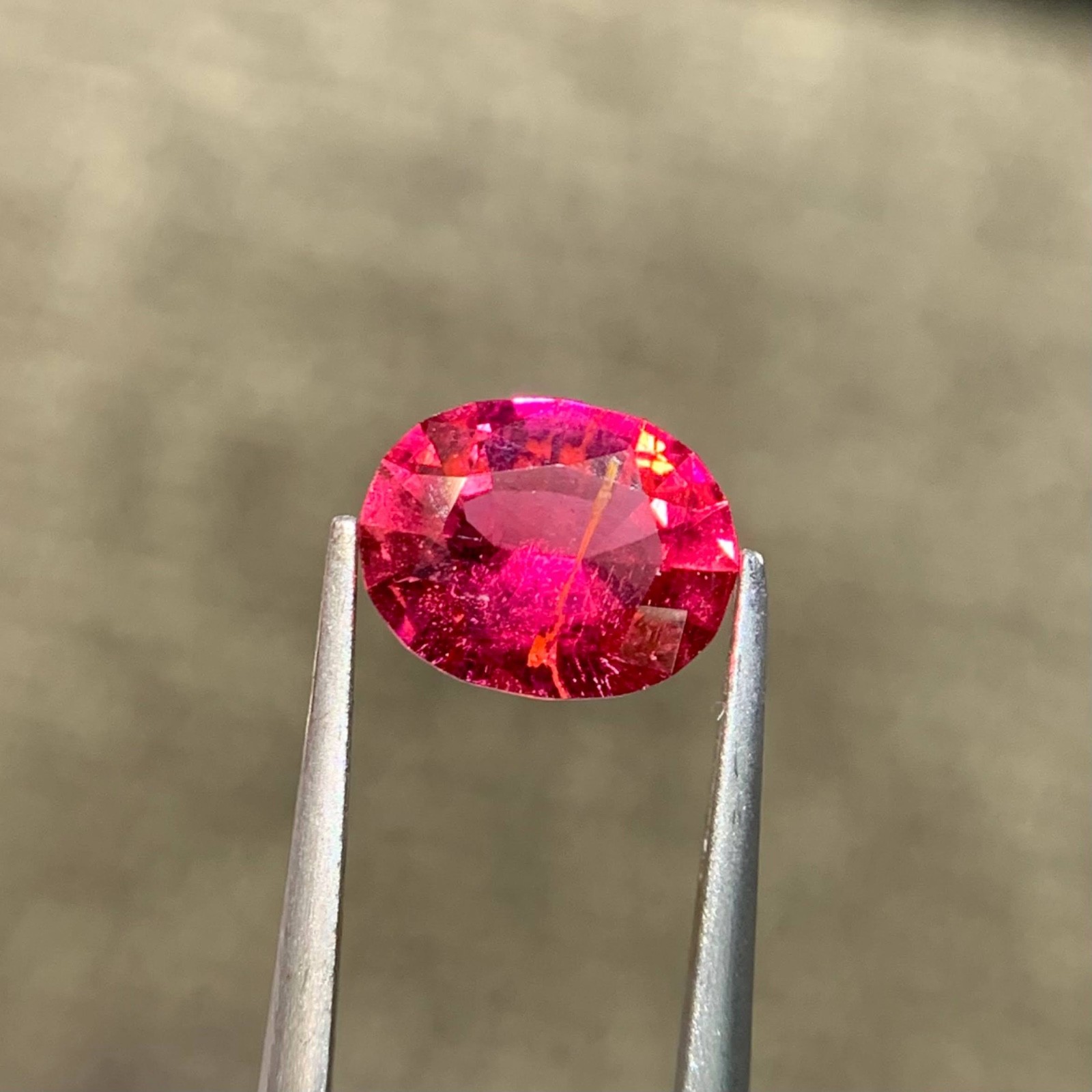 1.57 Carats Hot Red Rubelite Tourmaline Stone Oval Cut From Afghanistan