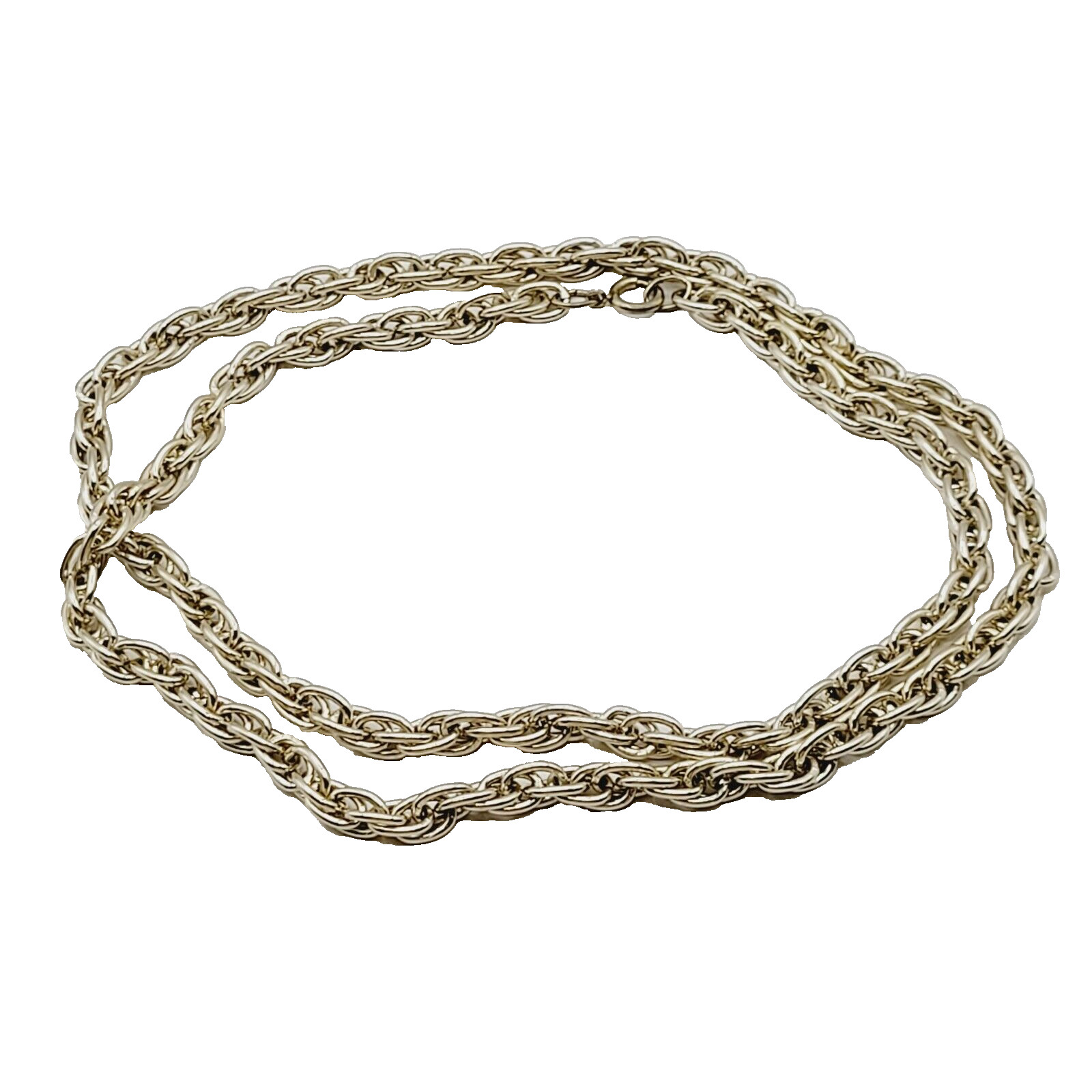 Multi Link Twist Rope Style Chain Very Light Gold Tone Vintage Necklace 30 Inch