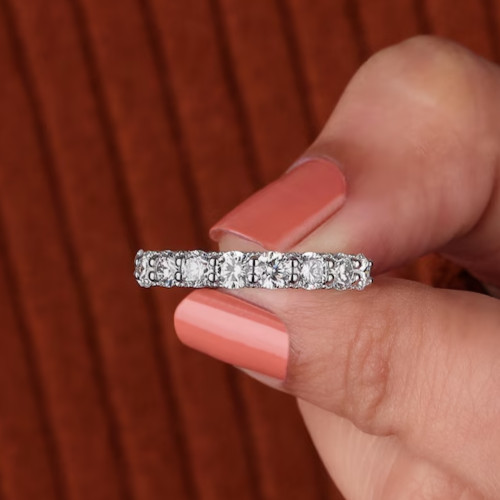 IGI 1.80CT Round Cut EF/VS1 Lab Grown Diamond Half Eternity Band 14k White Gold