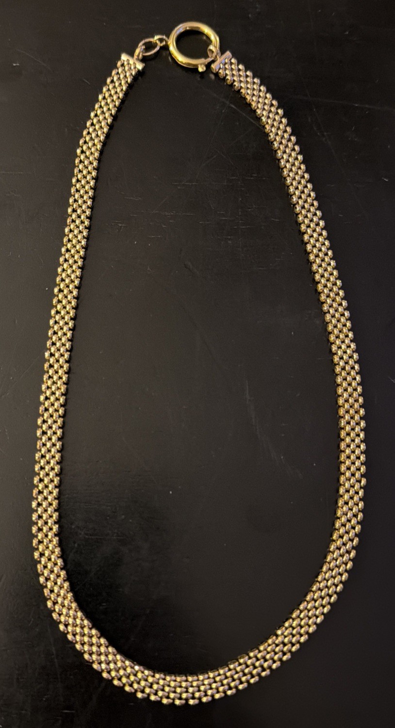 1/20 12k YELLOW GOLD FILLED POPCORN MESH CHAIN NECKLACE 19” – 18.9 Grams