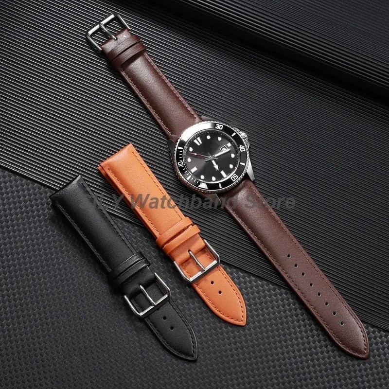 16mm 18mm 20mm 22mm 24mm Genuine Leather Wristband Watch Strap Band Bracelet