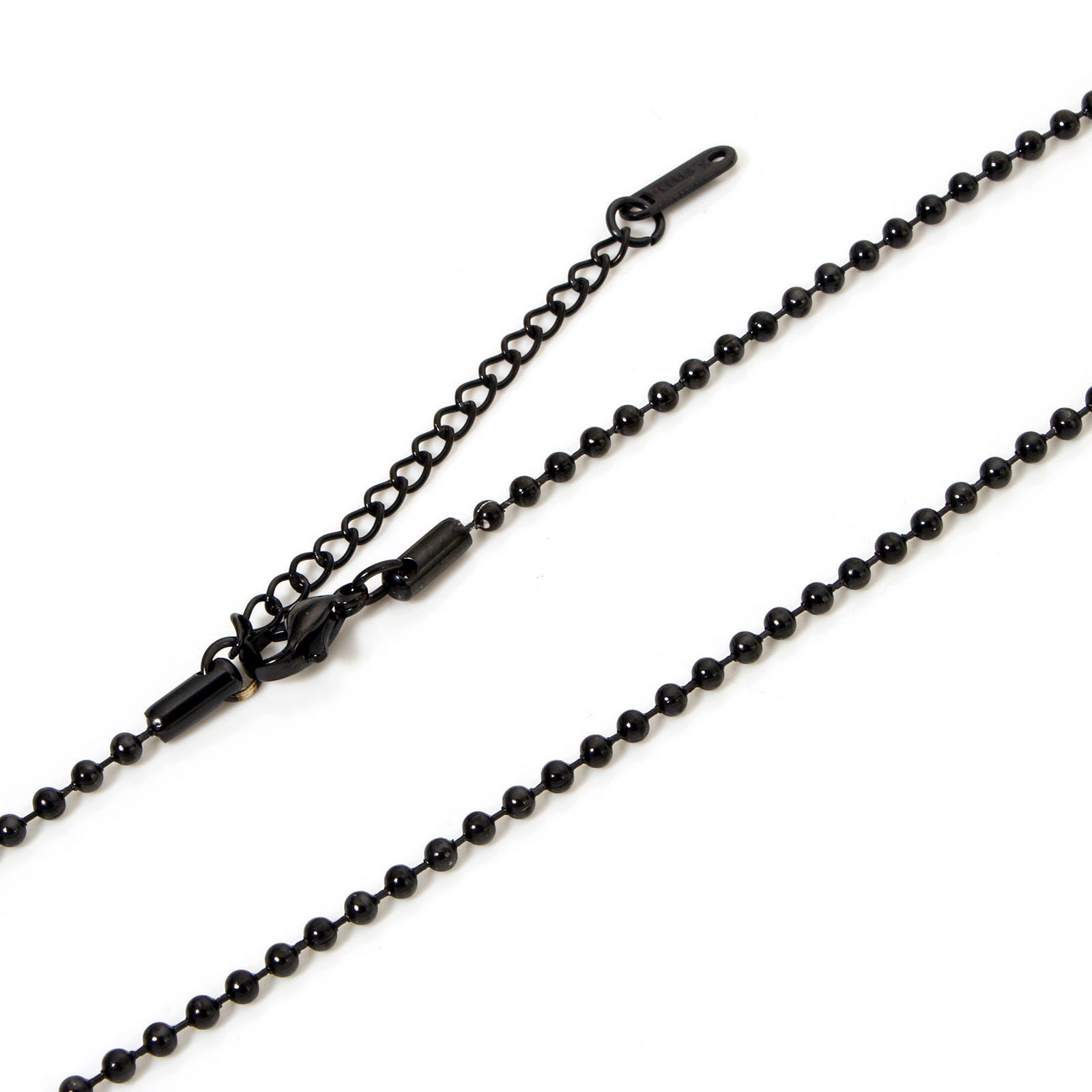 Black Stainless Steel 40 cm (15.7) Inch 2.4 mm Ball Link Chain Necklace