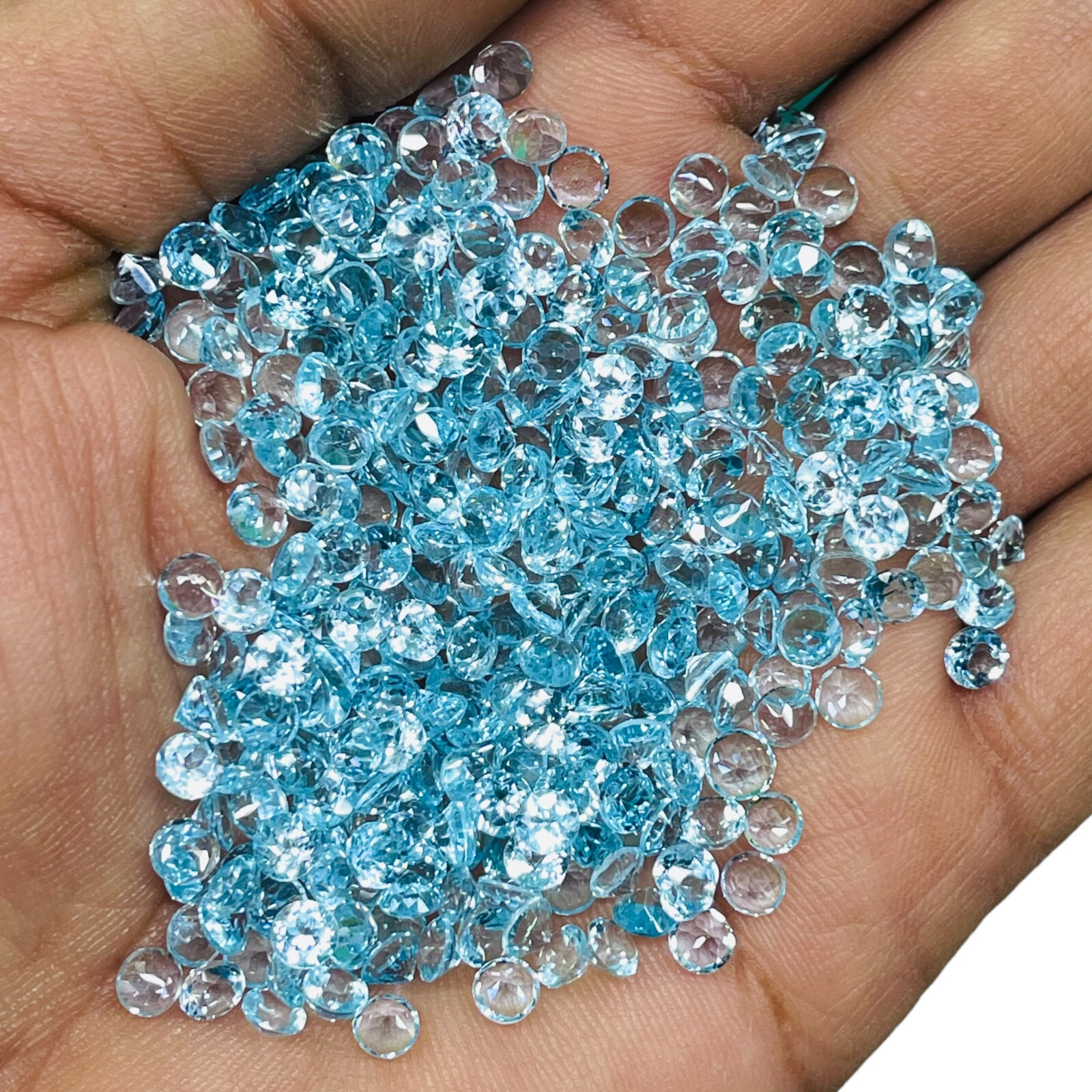 VVS 20 Pcs Natural Sky Blue Topaz 4mm Round Cut AAA Quality Loose Gemstones Lot