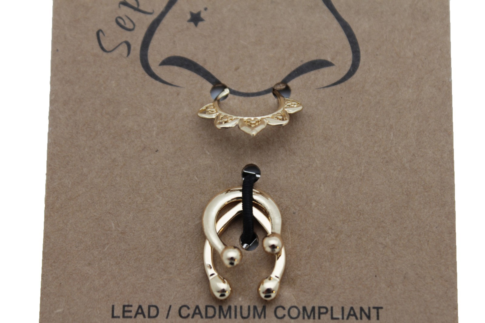 Sexy Women Gold Color Metal 3 Nose Earrings Ring Fashion Septum None Piercing