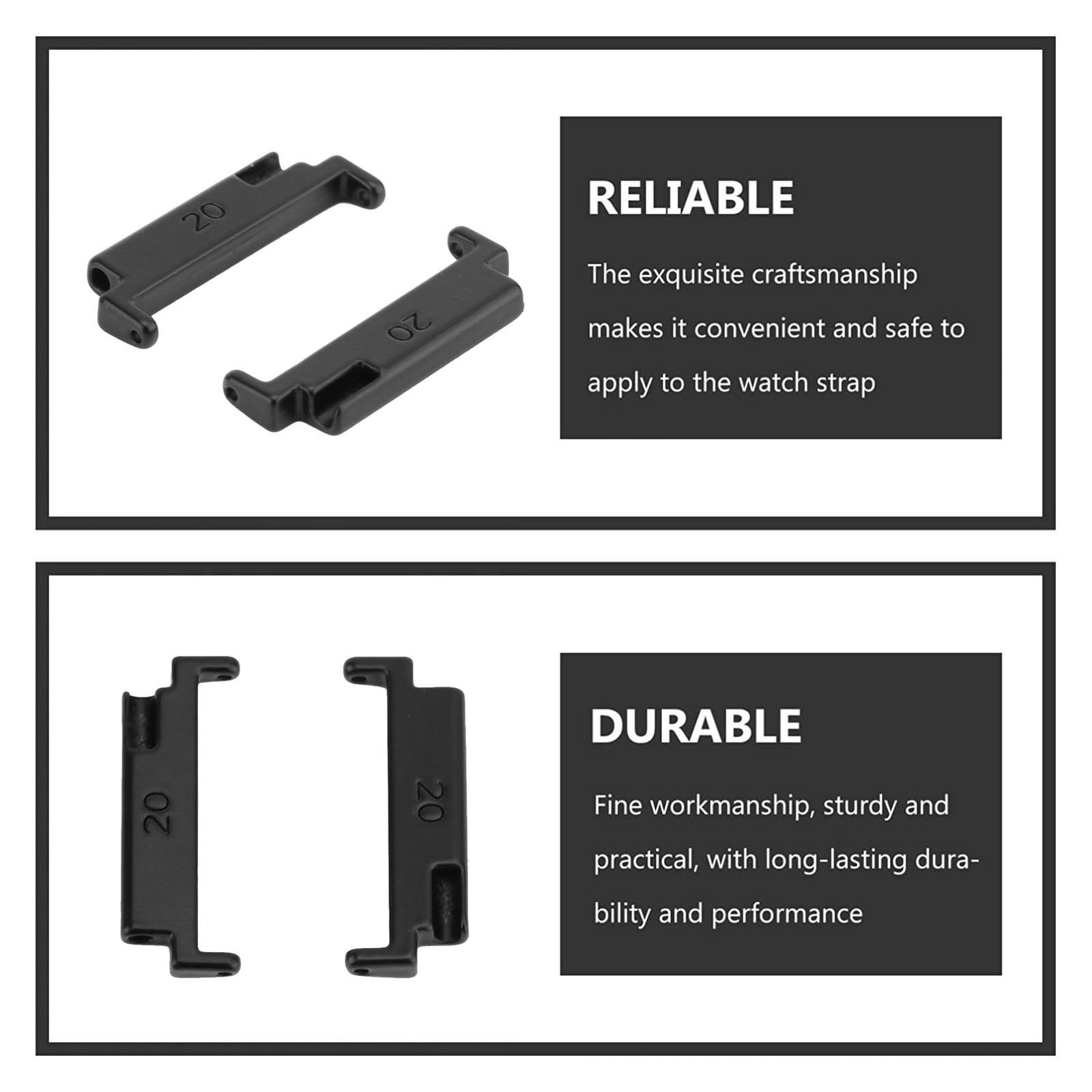 Black A Pair 1 Pair Metal Watch Band Adapter 20 To 22mm Watch Strap Connect N