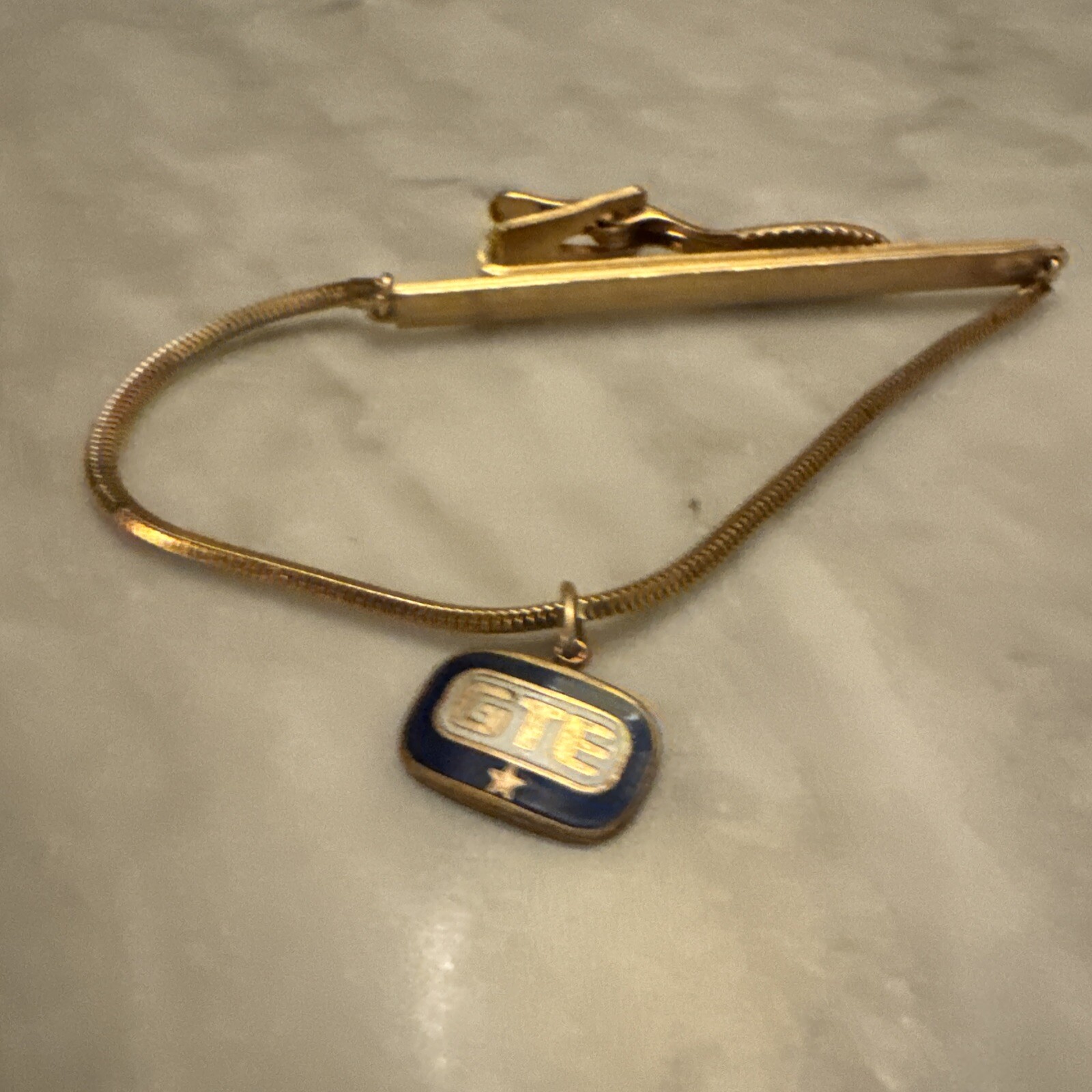 Snake Chain Gold Tone Tie Clip Bar Retro Formal Vintage GTE EMBLEM 10K GF