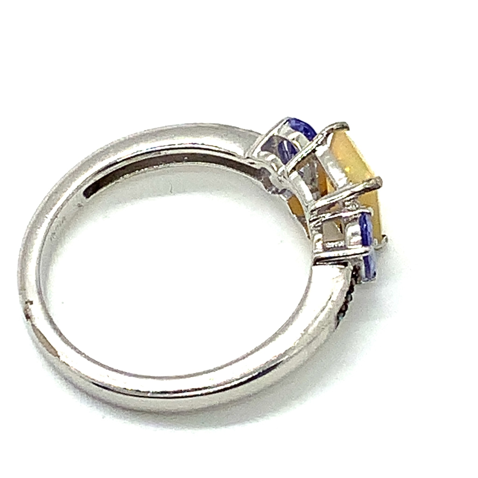 Vtg Sterling Silver Signed 925 GTE India Opal and Tanzanite Multi Stone Ring 10