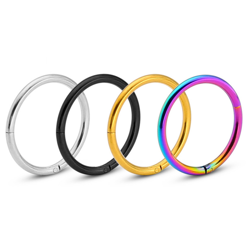 1Pc Seamless Hinged Segment Clicker Sleeper Ring Hoop Lip Ear Nose Septum Pierce