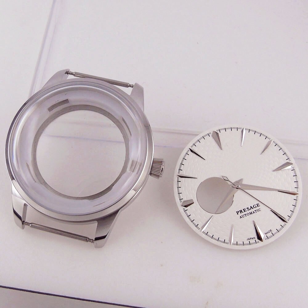 40mm Polish Silver Watch Case Bracelet Fit NH35 NH36 NH38 Black White 35mm Dial