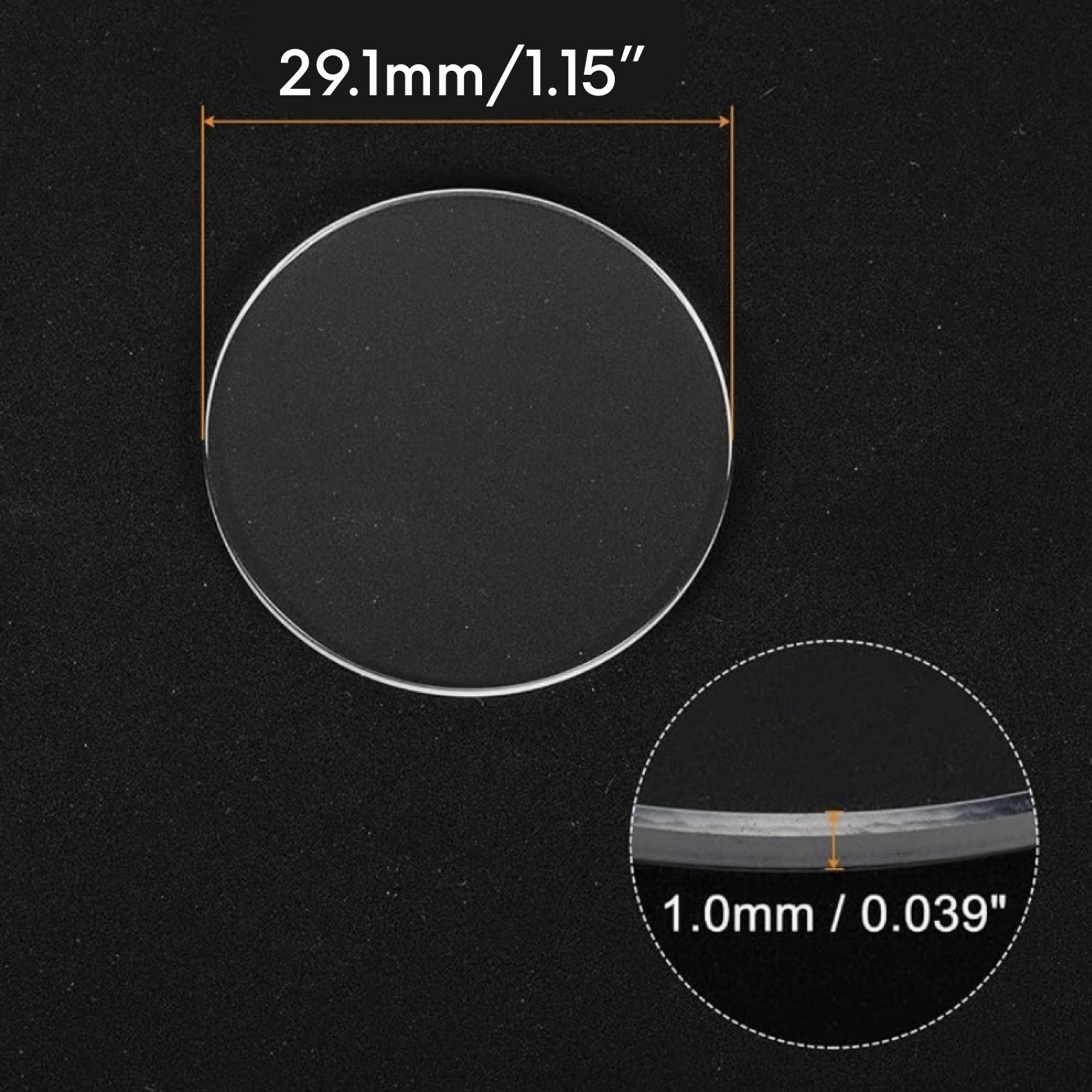 New 29.1 mm x 1 mm Watch Crystal – Flat Round Mineral Glass