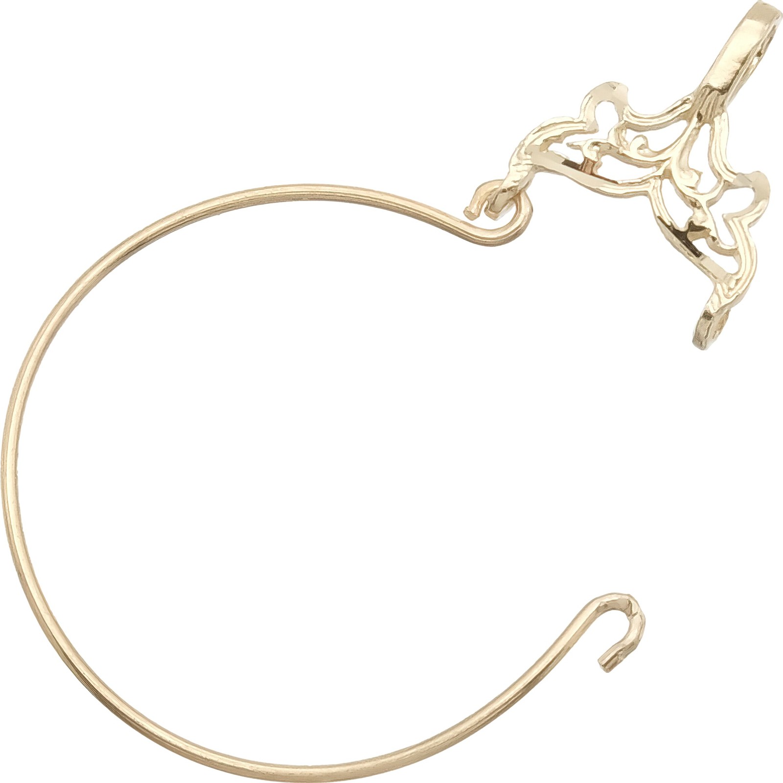14K Gold Charm Holder Diamond-Cut Necklace Jewelry 28mm